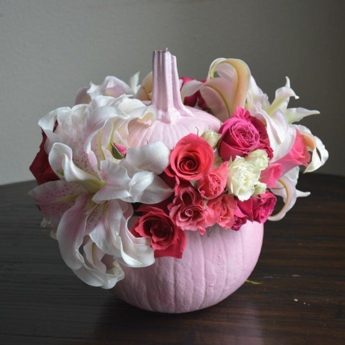 Soft Pink Pumpkin Bouquet - Janes Fruits and Flowers