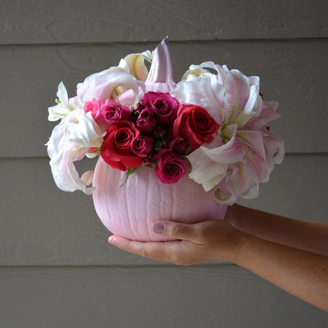 Soft Pink Pumpkin Bouquet - Janes Fruits and Flowers
