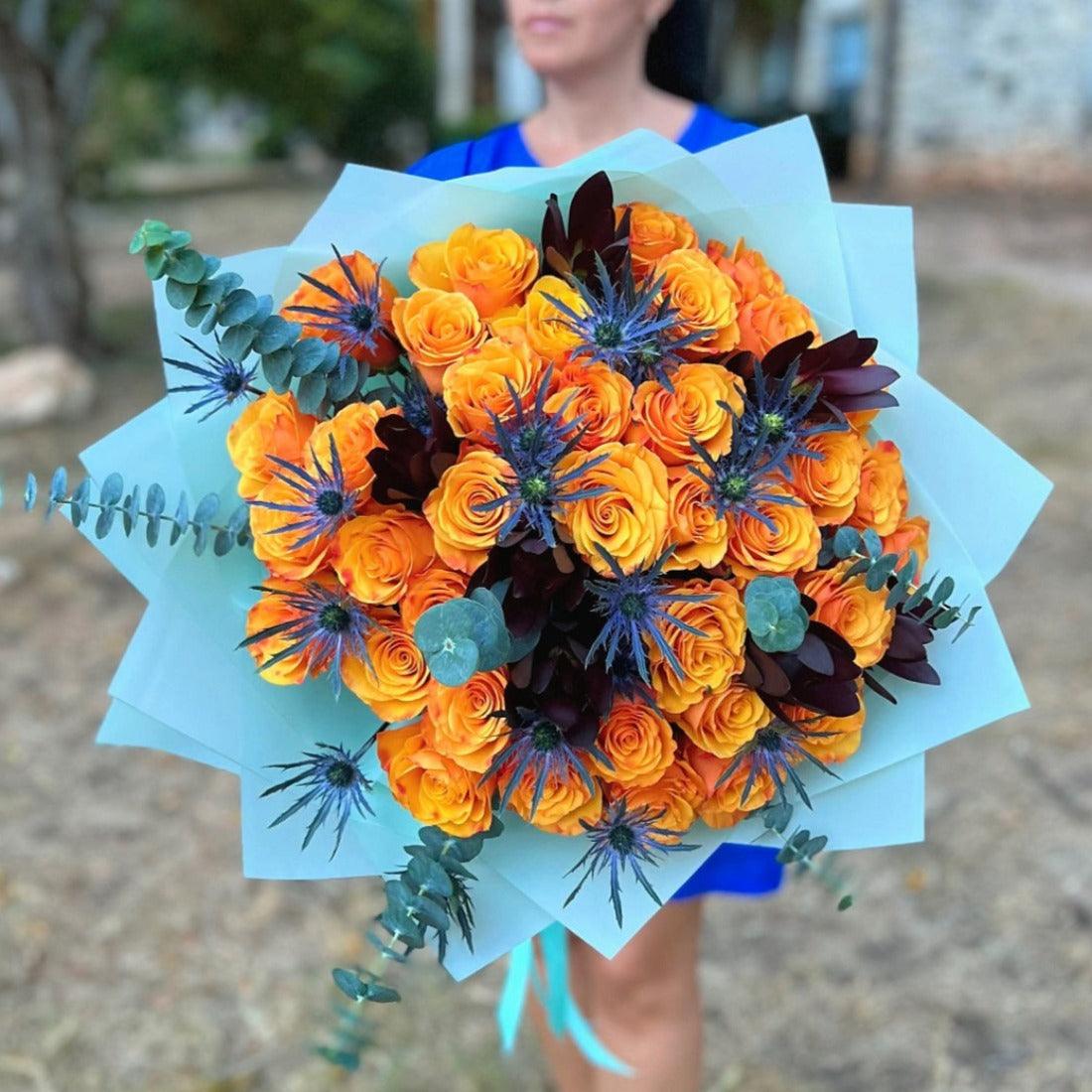 Orange Sunset Bouquet (three dozen roses) - Janes Fruits and Flowers