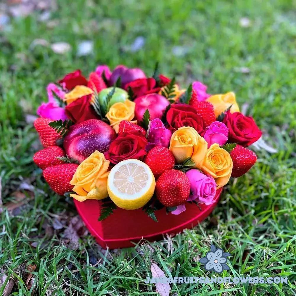 Fruity Heart Bouquet - Jane's Fruits And Flowers