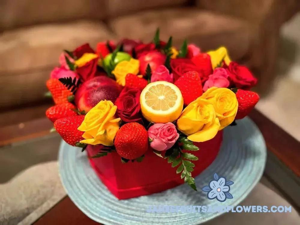 Fruity Heart Bouquet - Jane's Fruits And Flowers
