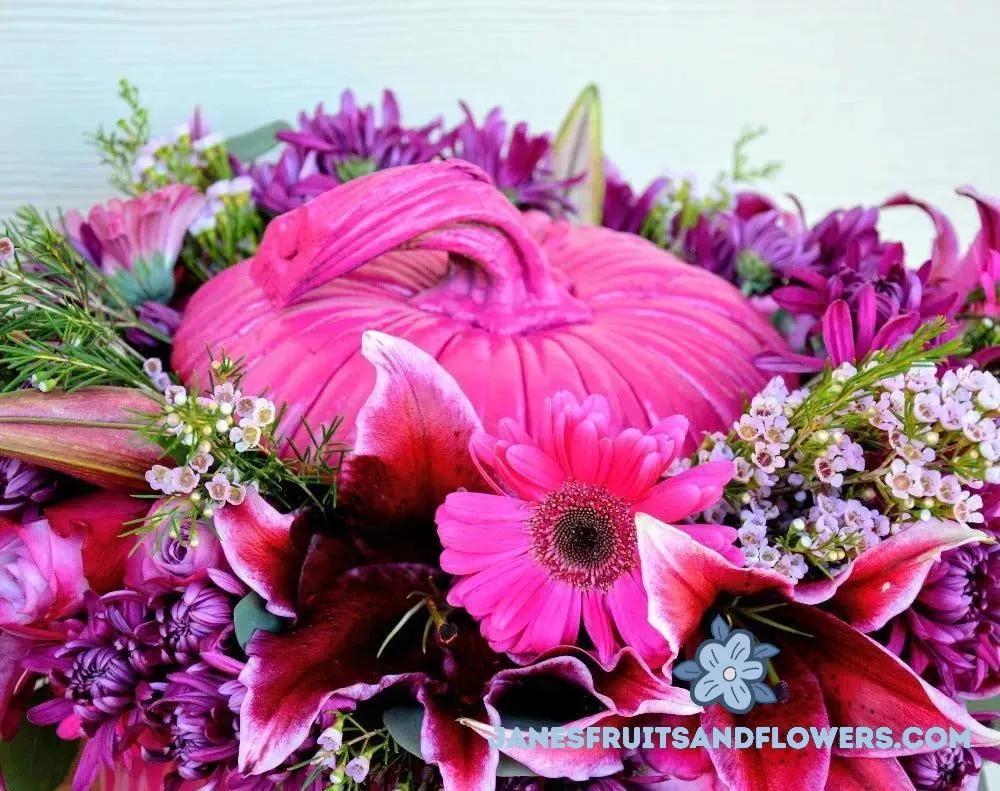 Halloween Pink Pumpkin Surprise Bouquet - Jane's Fruits And Flowers