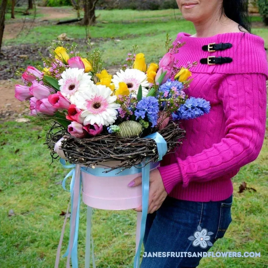 Happy Easter Nest Bouquet - Jane's Fruits And Flowers