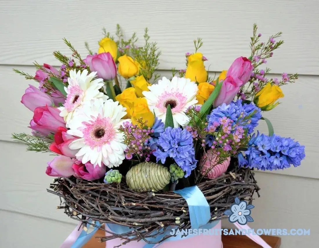Happy Easter Nest Bouquet - Jane's Fruits And Flowers