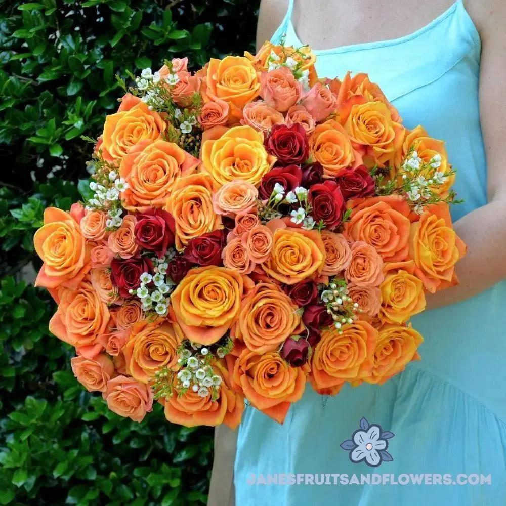 Peach Garden Bouquet - Jane's Fruits And Flowers