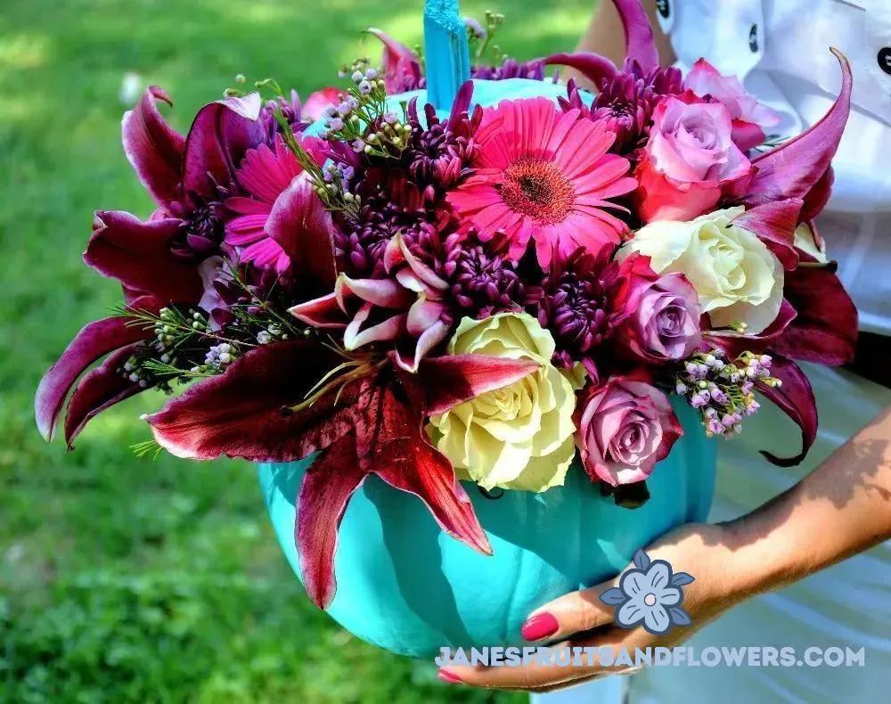 Pumpkin's Color Blue Bouquet - Jane's Fruits And Flowers