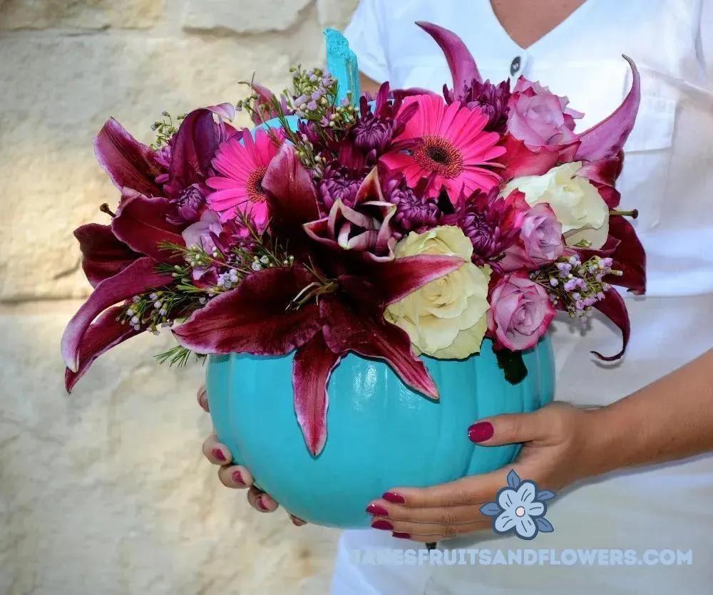 Pumpkin's Color Blue Bouquet - Jane's Fruits And Flowers