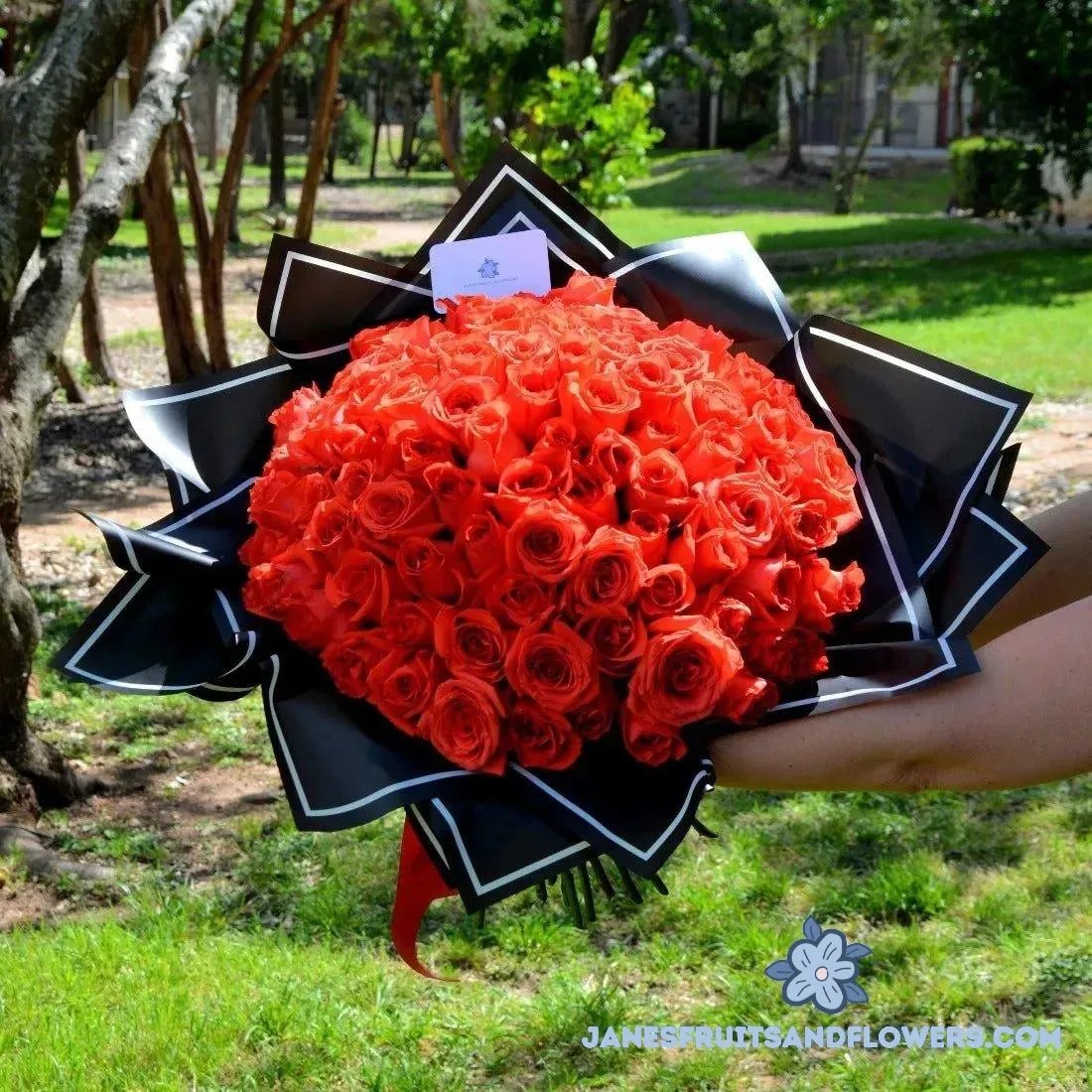 100 Orange Roses Bouquet Janes Fruits and Flowers