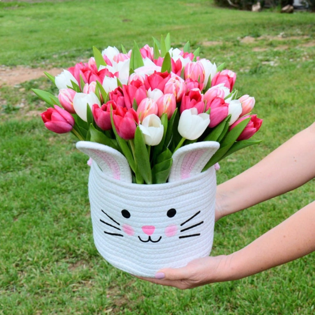 Bunny Basket Tulips Bouquet