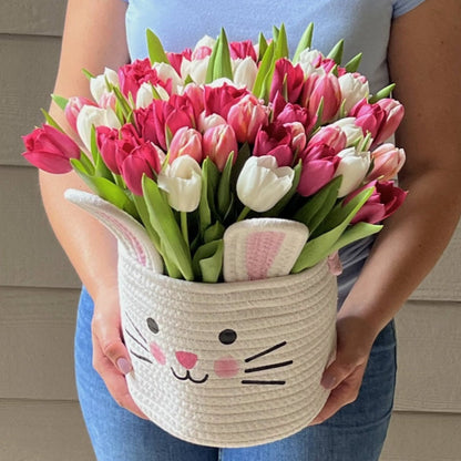 Bunny Basket Tulips Bouquet