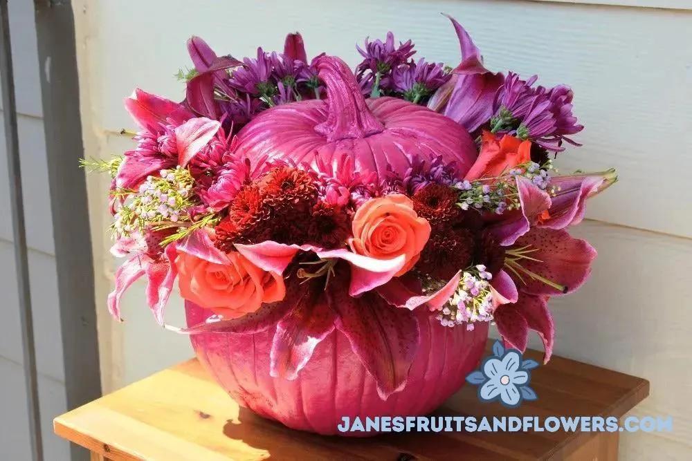 Autumn Pink Pumpkin Bouquet - Jane's Fruits And Flowers