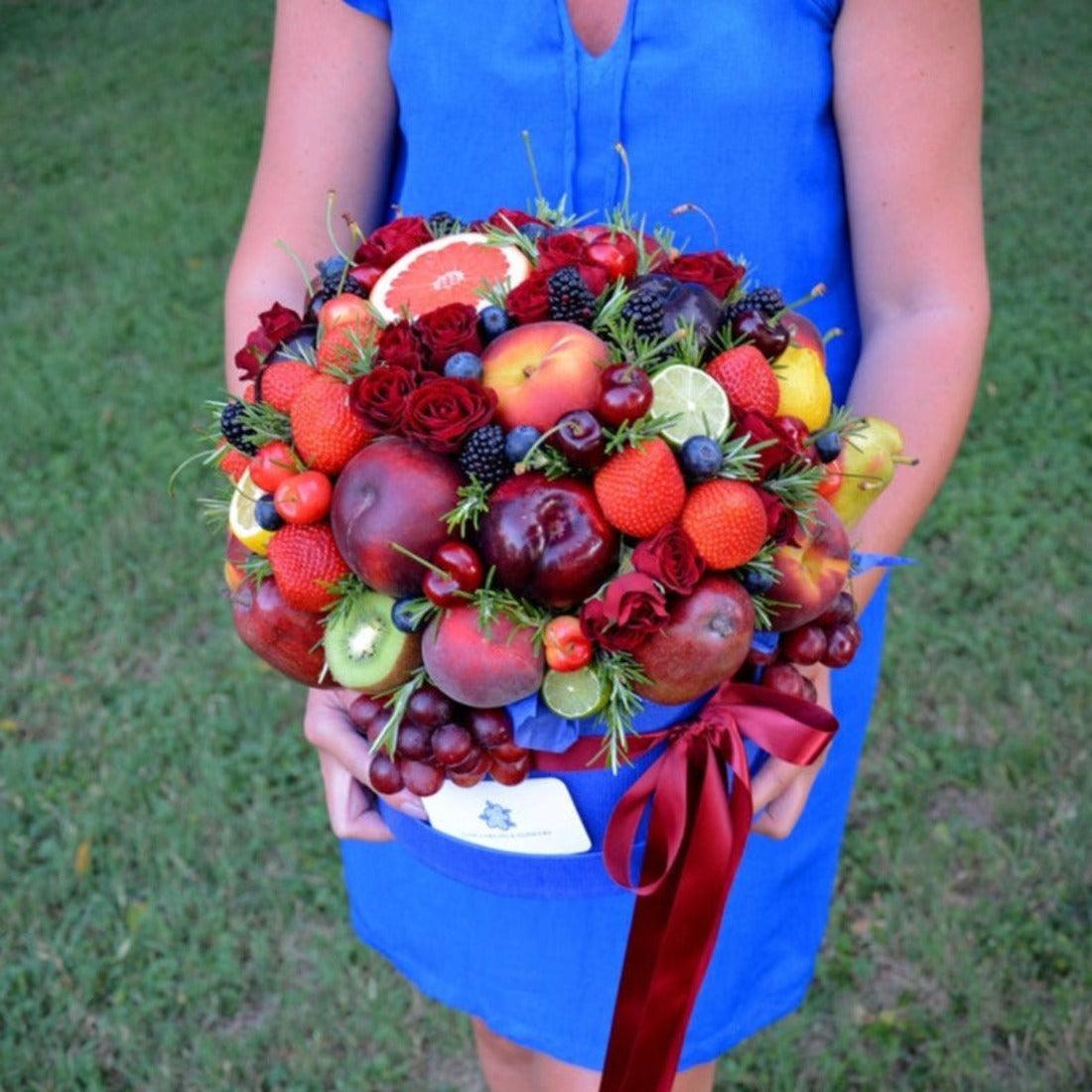 Cherry Wine Story Bouquet - Janes Fruits and Flowers