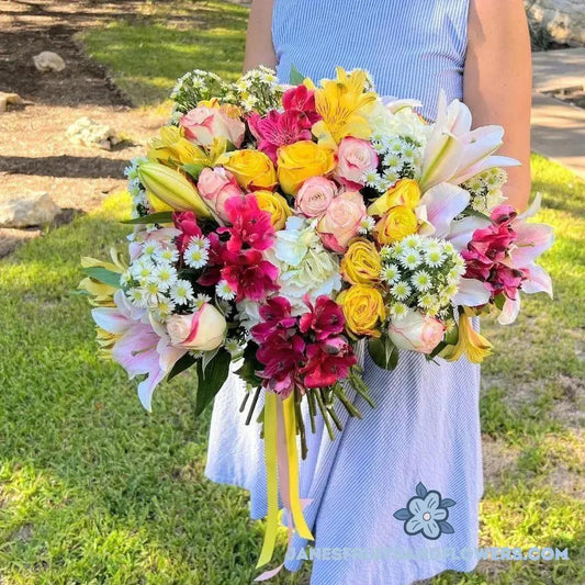 Natalia's Bouquet of Roses & lilies - Jane's Fruits And Flowers