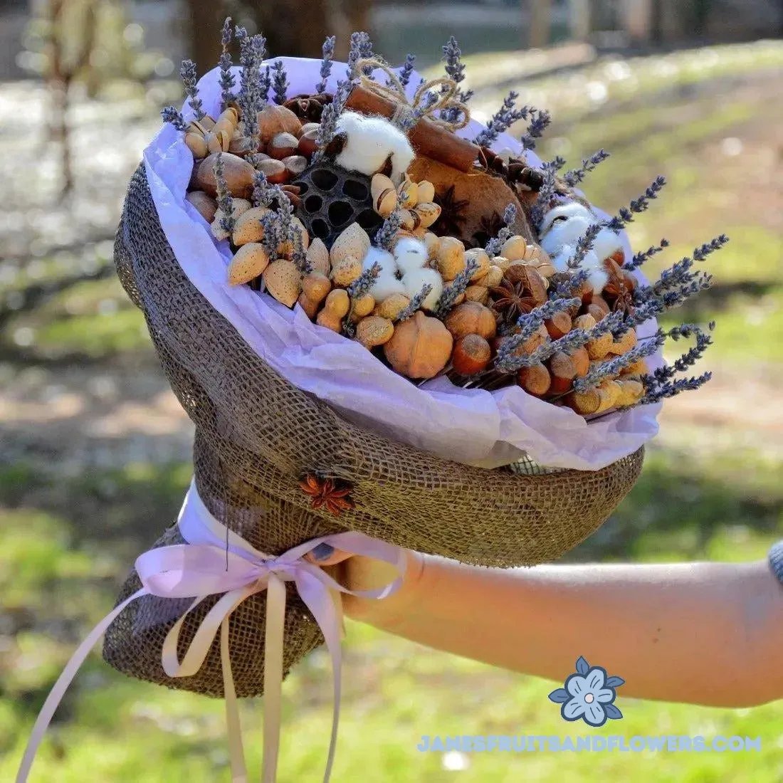 Nuts & lavender Bouquet - Jane's Fruits And Flowers