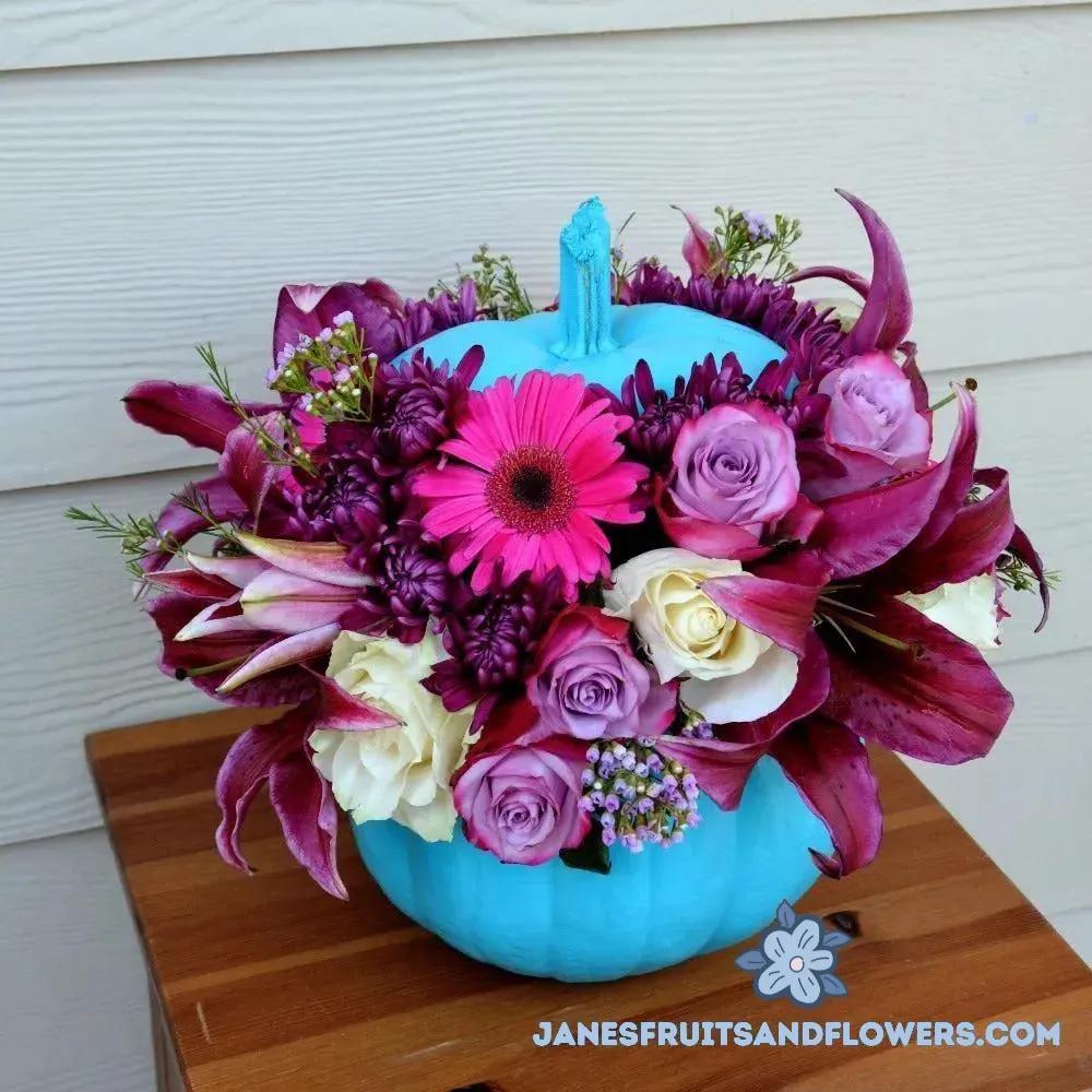 Pumpkin's Color Blue Bouquet - Jane's Fruits And Flowers