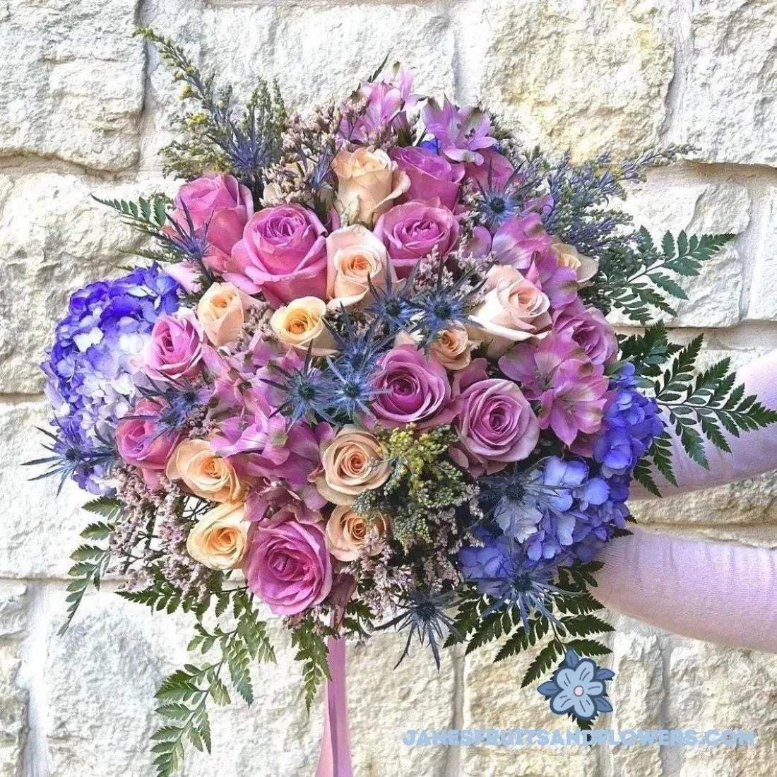 Purple Harmony Bouquet of Roses - Janes Fruits and Flowers