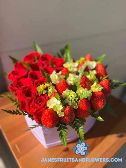 Strawberry Heart Bouquet - Janes Fruits and Flowers