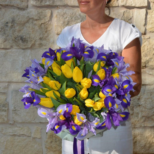 Yellow Tulips and Irises (available right now) - Janes Fruits and Flowers